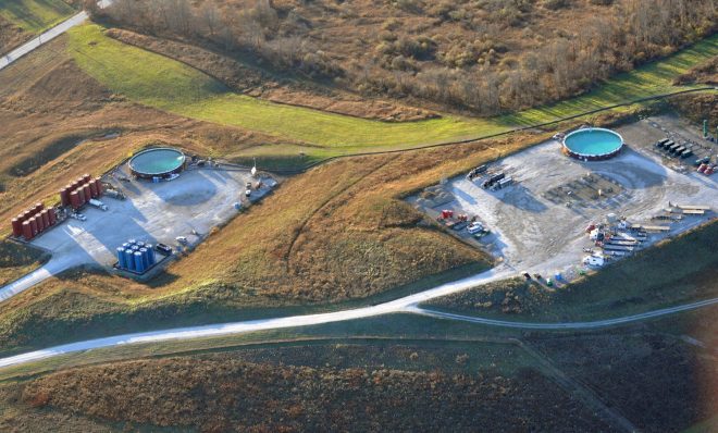Range Resources Appalachia, LLC’s Carns Tank Pad in Smith Township, Washington County stores liquid fracking waste.