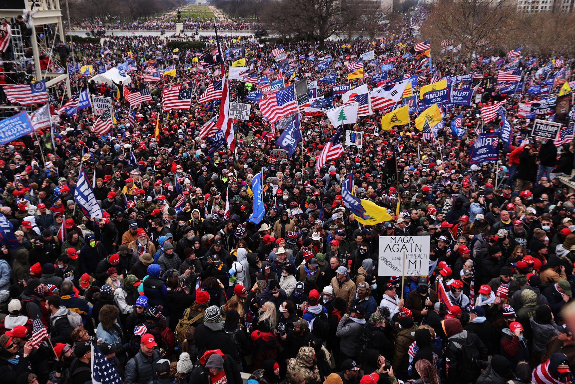 Thousands of Trump supporters gather outside the U.S. Capitol following a "Stop the Steal" rally on Jan. 6. They stormed the historic building, breaking windows and clashing with police. Nearly two months later some 250 rioters are facing charges, including Richard Michetti of Pennsylvania.
