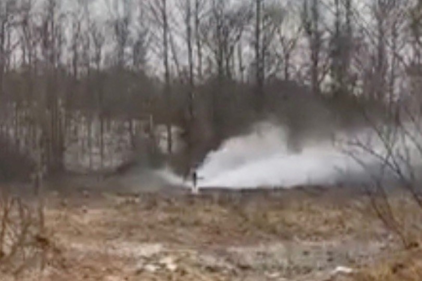 This screenshot from a video posted to Facebook by Amber Deem shows what she claims is the gas well spewing what's suspected to be wastewater from fracking operations. 