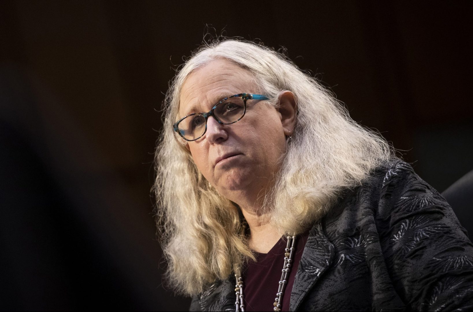 Rachel Levine, nominated to be an assistant secretary at the Department of Health and Human Services, testifies before the Senate Health, Education, Labor, and Pensions committee on Capitol Hill in Washington on Thursday, Feb. 25, 2021.