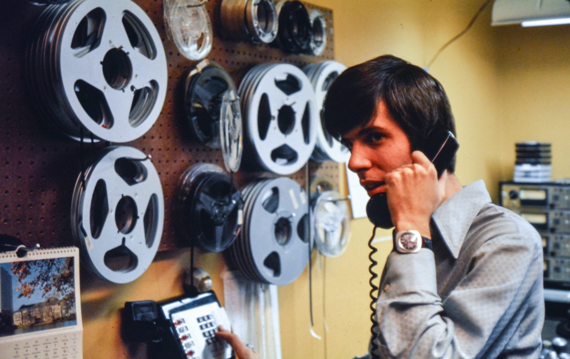 Peter Goldsmith, WITF’s Music Director until 1977, in a sound booth during the very early days of WITF FM.