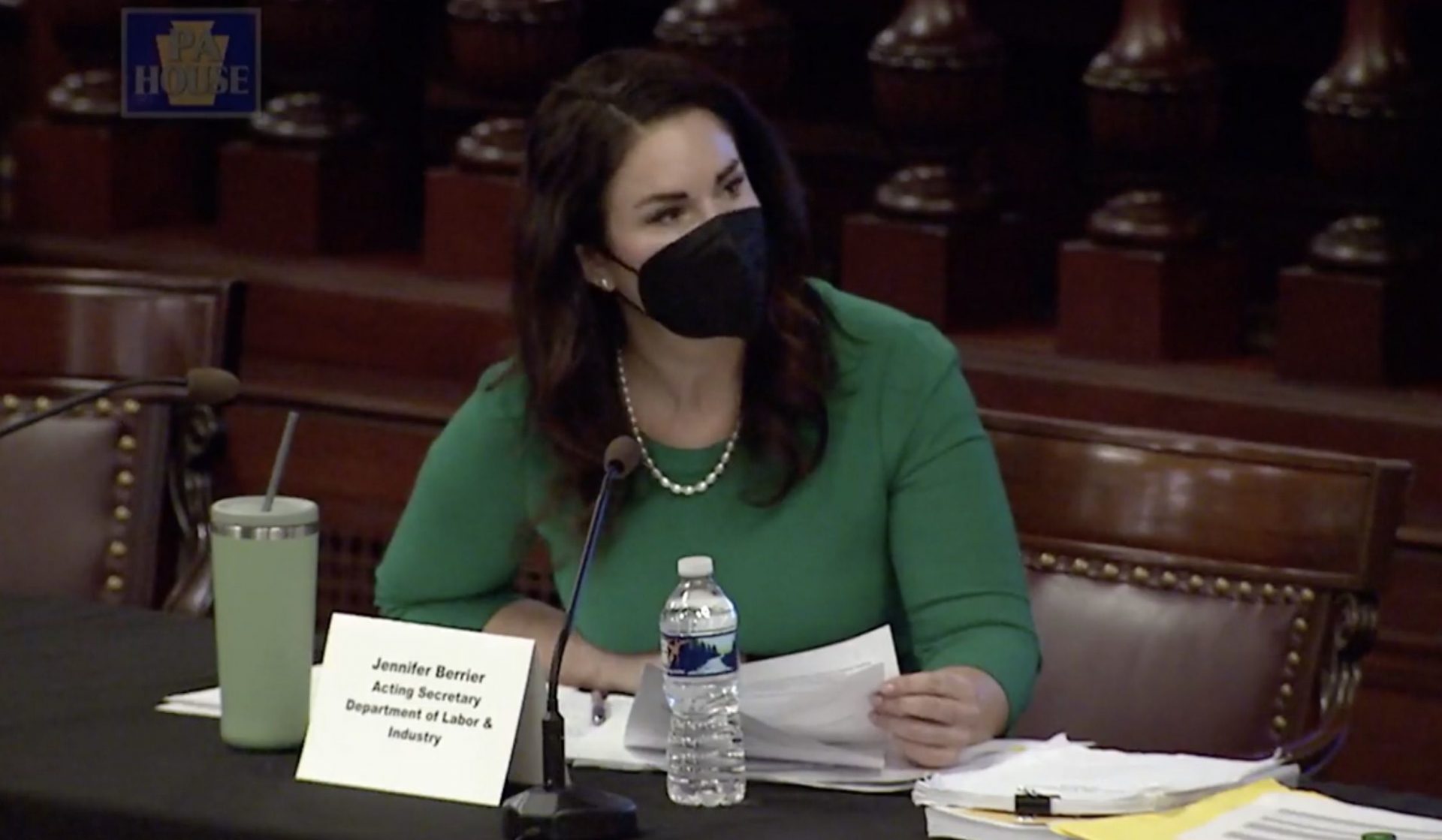 Acting Secretary Jennifer Berrier of the Department of Labor and Industry answers House lawmakers' questions at a budget hearing streamed live on Tuesday, March 2, 2021.