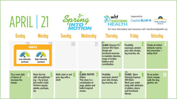 Spring Into Motion calendar