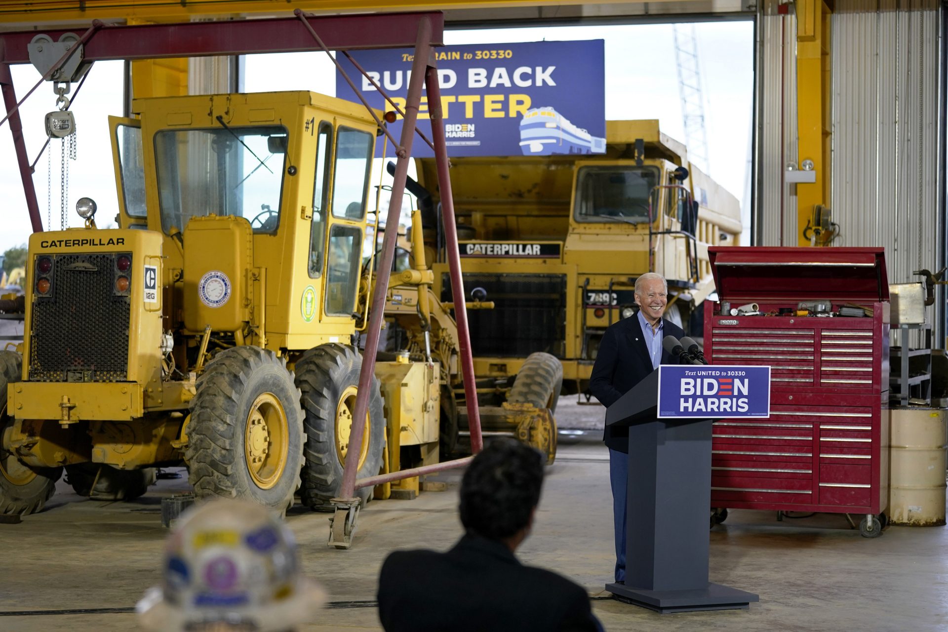 In this Sept. 30, 2020, file photo then Democratic presidential candidate Joe Biden speaks after touring International Union of Operating Engineers Local 66, in New Alexandria, Pa.