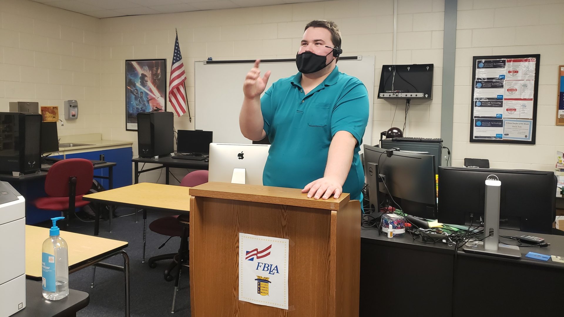 Jason Felt teaches a cybersecurity class at Countryside High School in Clearwater, Fla. The group Cyber Florida has helped organize the program in many parts of the state, and is planning to expand its "digital literacy" campaign to include topics like disinformation.