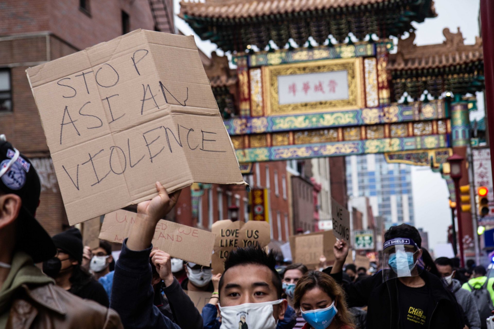 Philadelphians gathered on 10th Street in Chinatown for a solidarity rally and march against violence directed at Asian Americans on March 25, 2021.