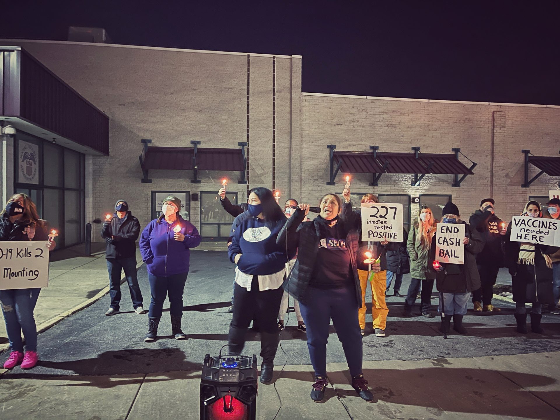 Protesters outside the Lehigh County Prison.