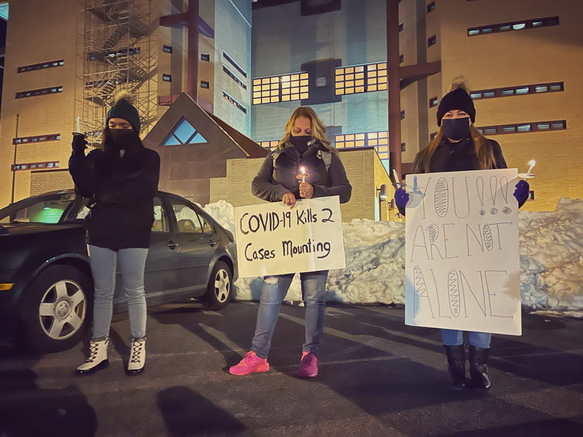 At a vigil outside the Lehigh County Jail, people called for the county to resume visitations and let investigators in to report on conditions.