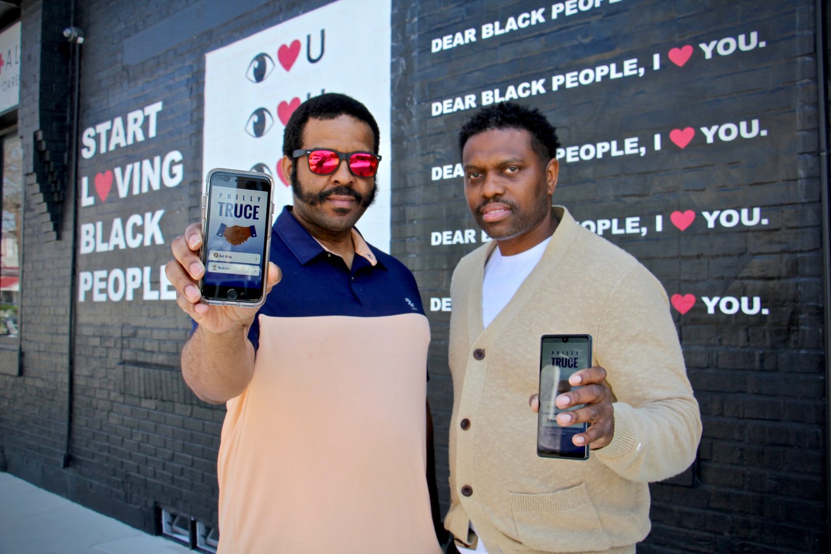 Longtime friends Massie Casher (left) and Steven Pickens created the Philly Truce app, aimed at mediating neighborhood disputes before they erupt in violence. 
