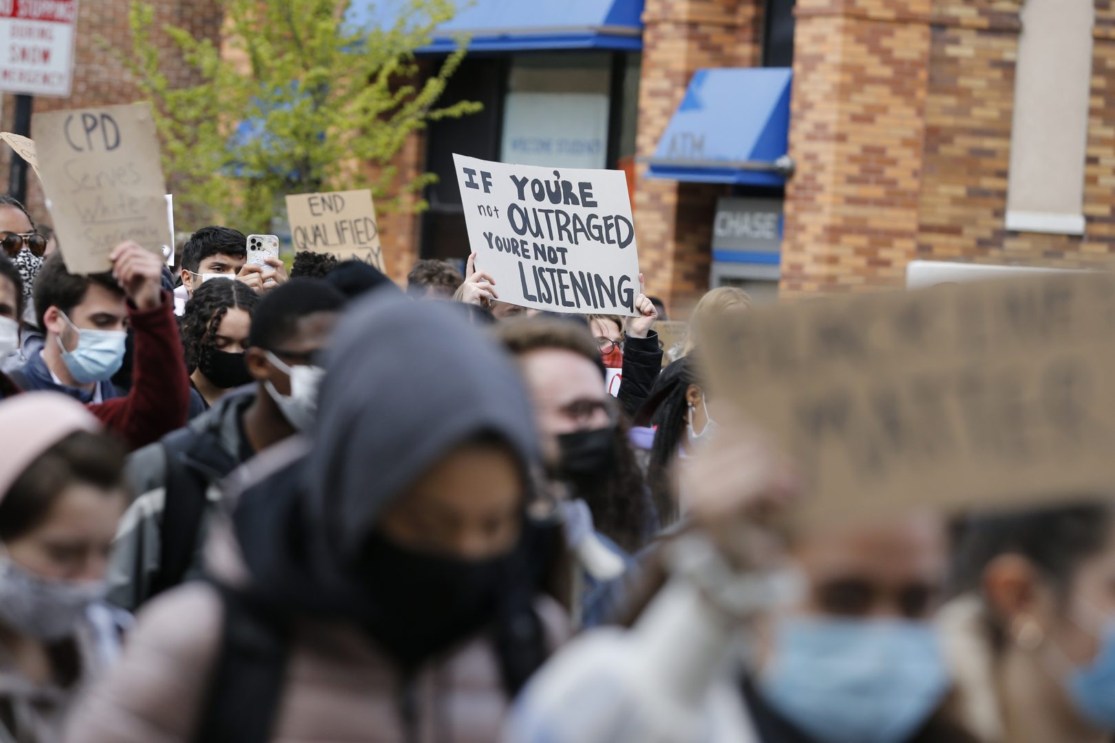 Students march down High Street protest yesterday's shooting of Ma'Khia Bryant by Columbus Police Wednesday, April 21, 2021, in Columbus, Ohio.