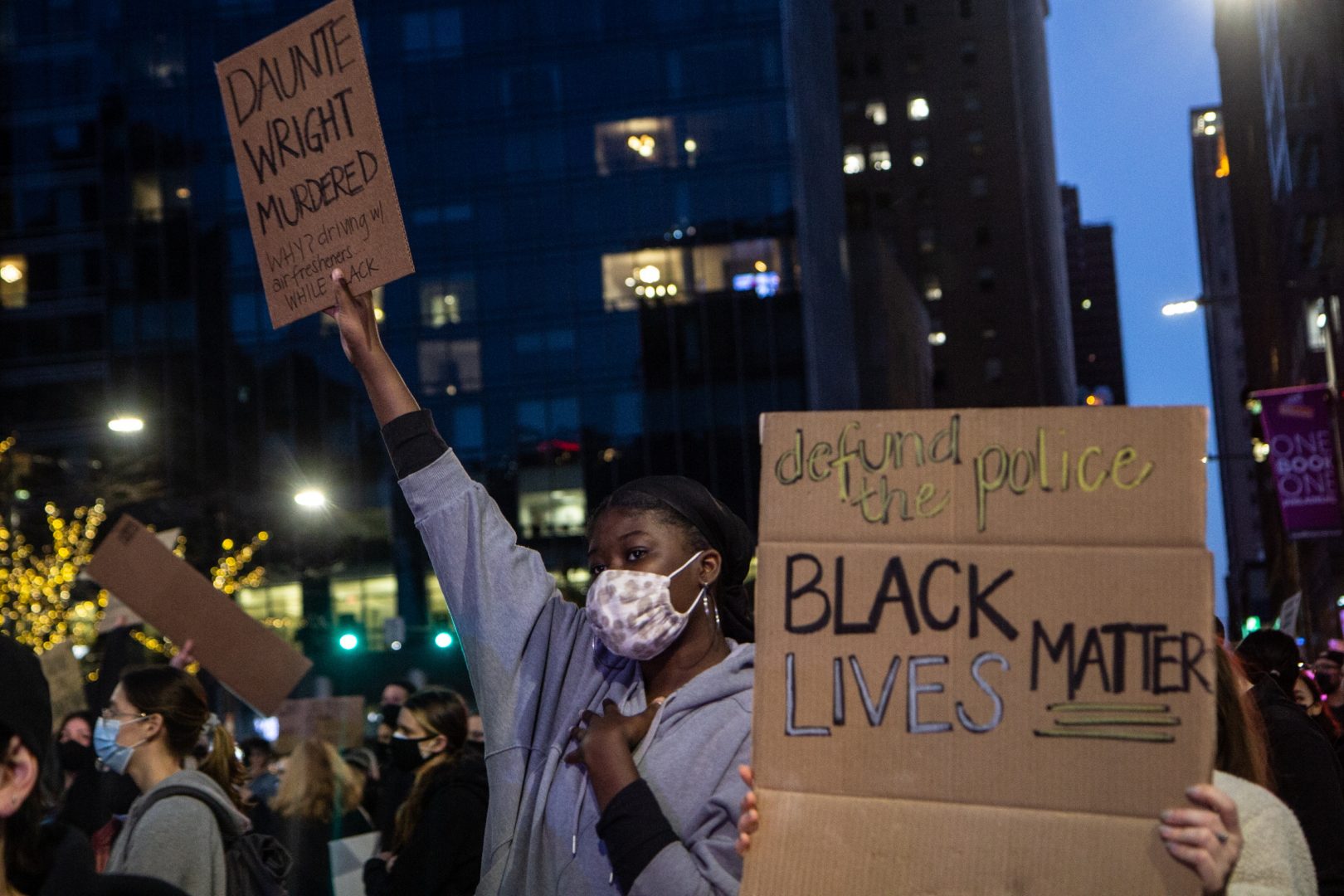Protesters demanding justice for Duane Wright, a Black man killed by police outside Minneapolis, and other Black people who lost lives to police, marched through Center City, Philadelphia Tuesday night. 