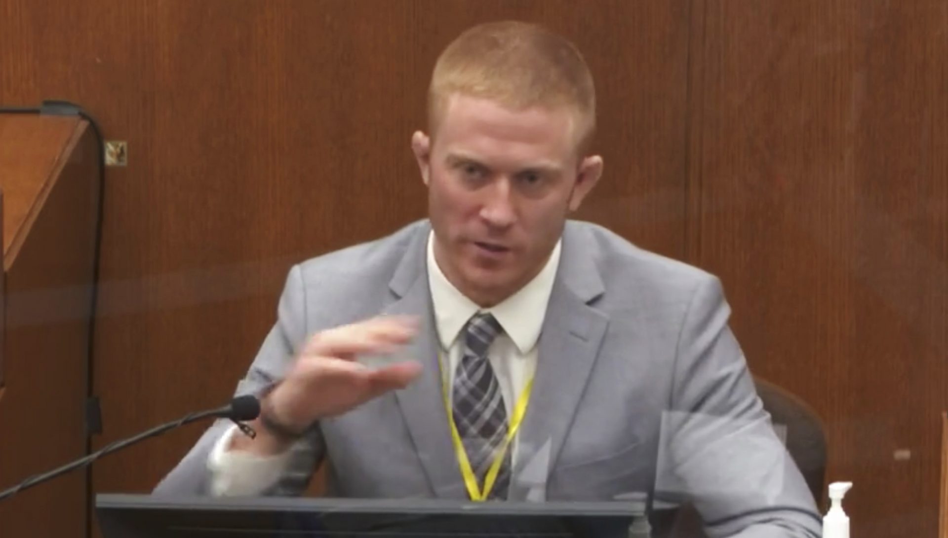 In this image from video, witness Derek Smith answers questions as Hennepin County Judge Peter Cahill presides Thursday, April 1, 2021, in the trial of former Minneapolis police Officer Derek Chauvin at the Hennepin County Courthouse in Minneapolis, Minn. Chauvin is charged in the May 25, 2020 death of George Floyd.