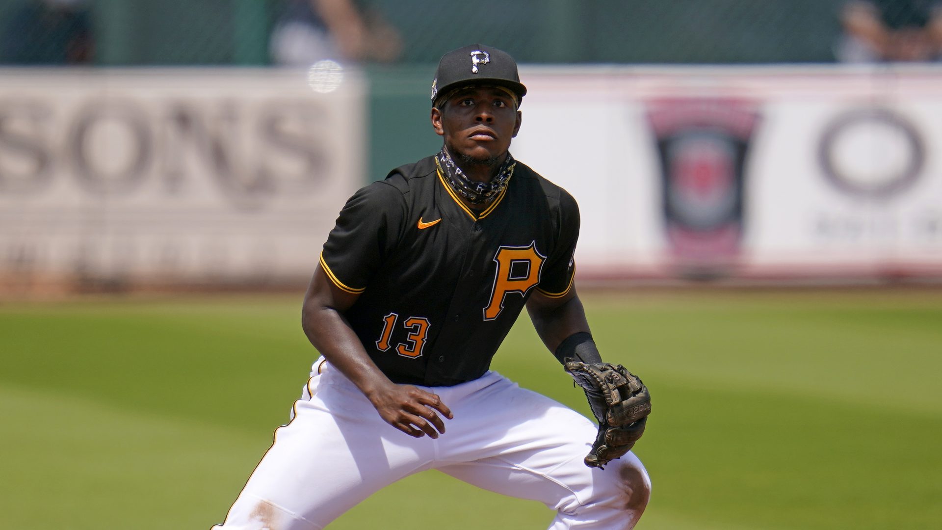 Pittsburgh Pirates third baseman Ke'Bryan Hayes in a spring training exhibition baseball game against the Detroit Tigers in Bradenton, Fla., Friday, March 26, 2021.
