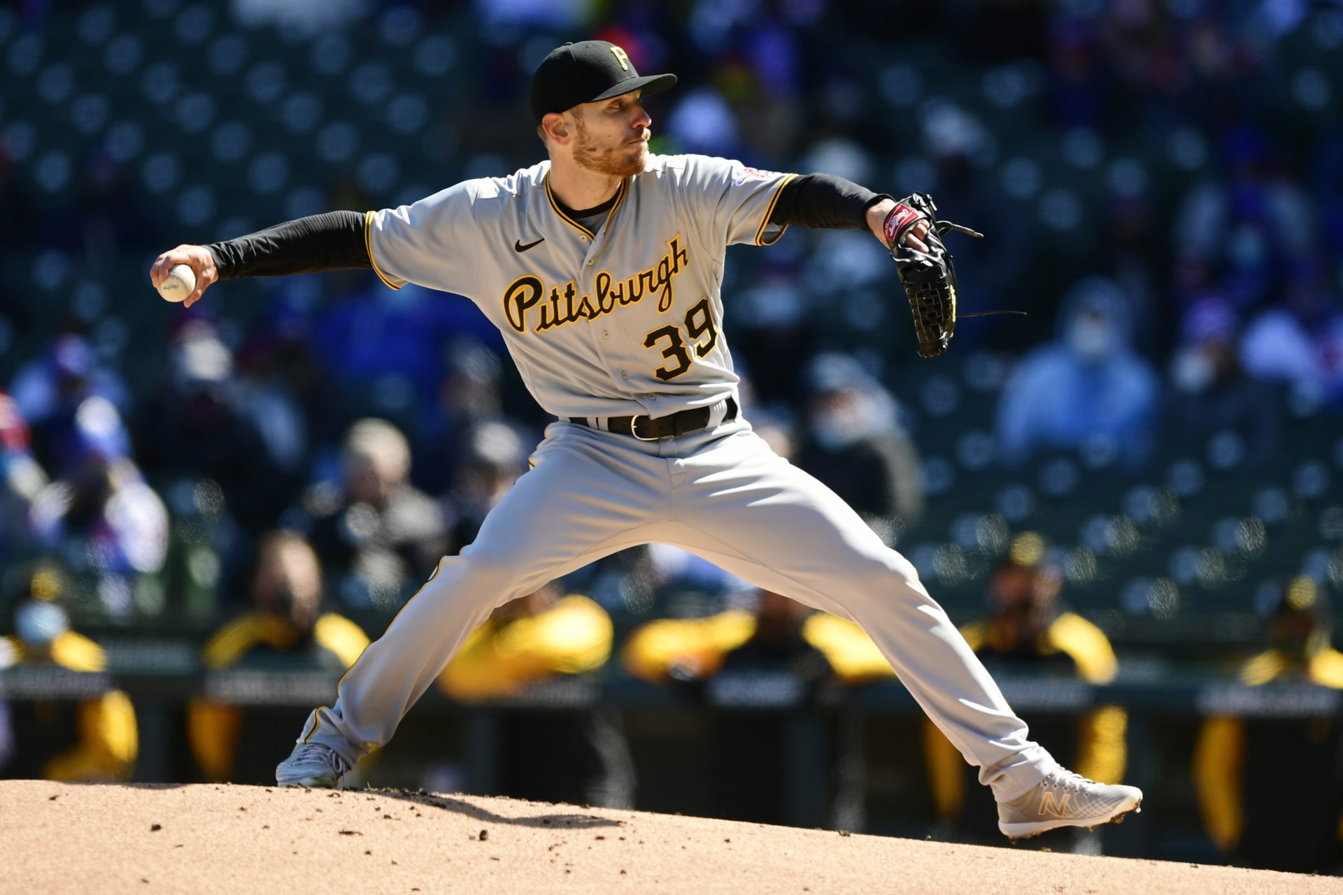 Pittsburgh Pirates starter Chad Kuhl delivers a pitch during the first inning of a baseball game against the Chicago Cubs Thursday, April 1, 2021, on opening day at Wrigley Field in Chicago.