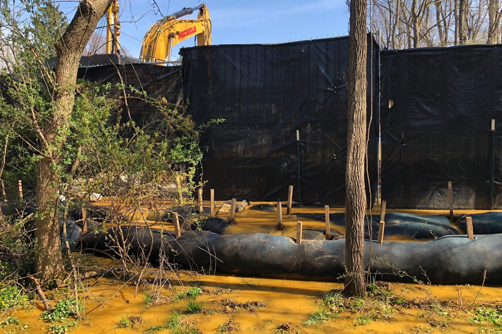 This photo from 2021 shows a Sunoco construction site behind the Meadowbrook Manor development in West Whiteland Township. At the time, muddy water was flowing into and polluting the West Valley Creek, a stocked trout stream. 