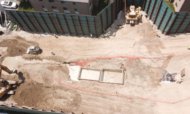 The Mariner East 2 construction site at Glen Riddle Station apartment complex in Media, where a water line break has left residents without drinking water. 