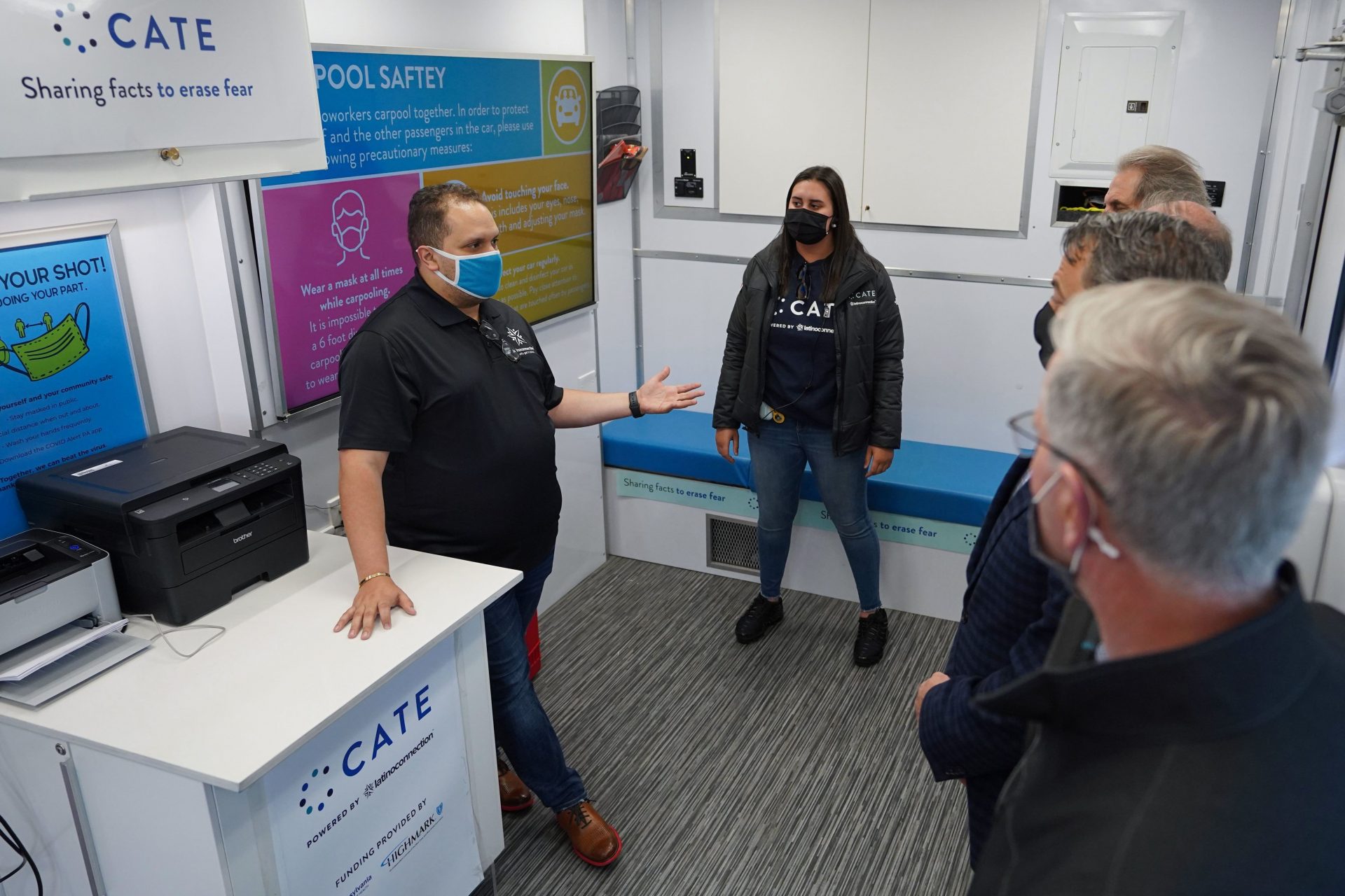 “It’s like starting from scratch,” George Fernandez — the CEO and founder of Latino Connection, seen here inside a mobile resource unit — said. “It’s like starting in October of last year.”