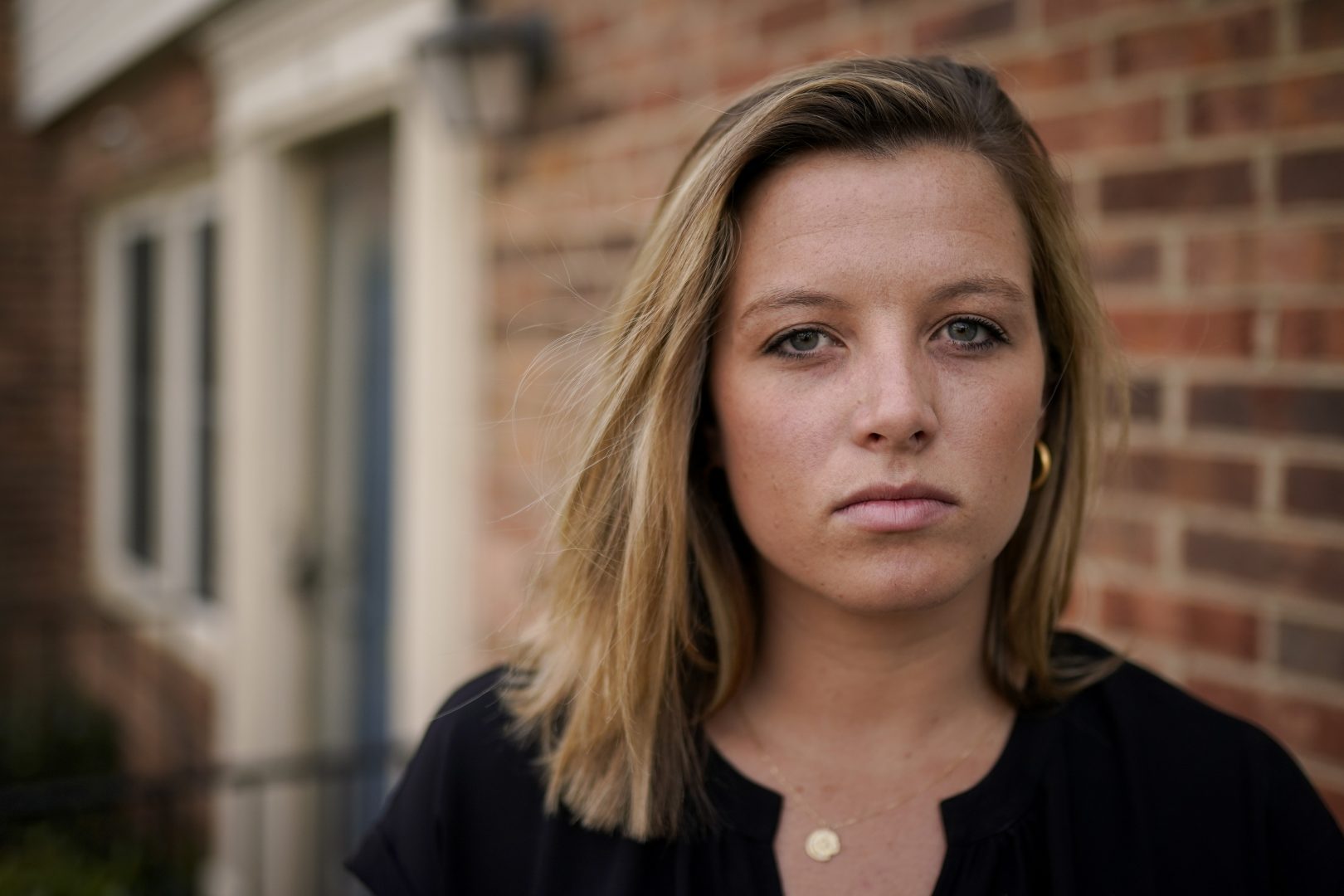 Shannon Keeler poses for a portrait in the United States on Wednesday, April 7, 2021. A series of online messages from a long-ago schoolmate has Keeler, a Gettysburg College graduate, trying again to get authorities to make an arrest in her 2013 sexual assault. 