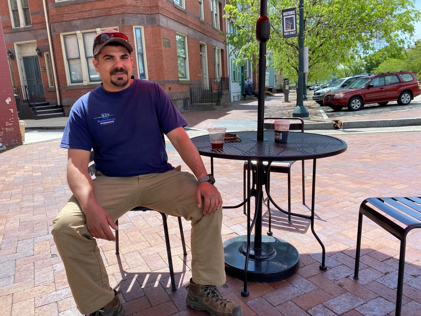 Lower Susquehanna Riverkeeper Ted Evgeniadis sits for a portrait in Harrisburg, Thur., May 6. 