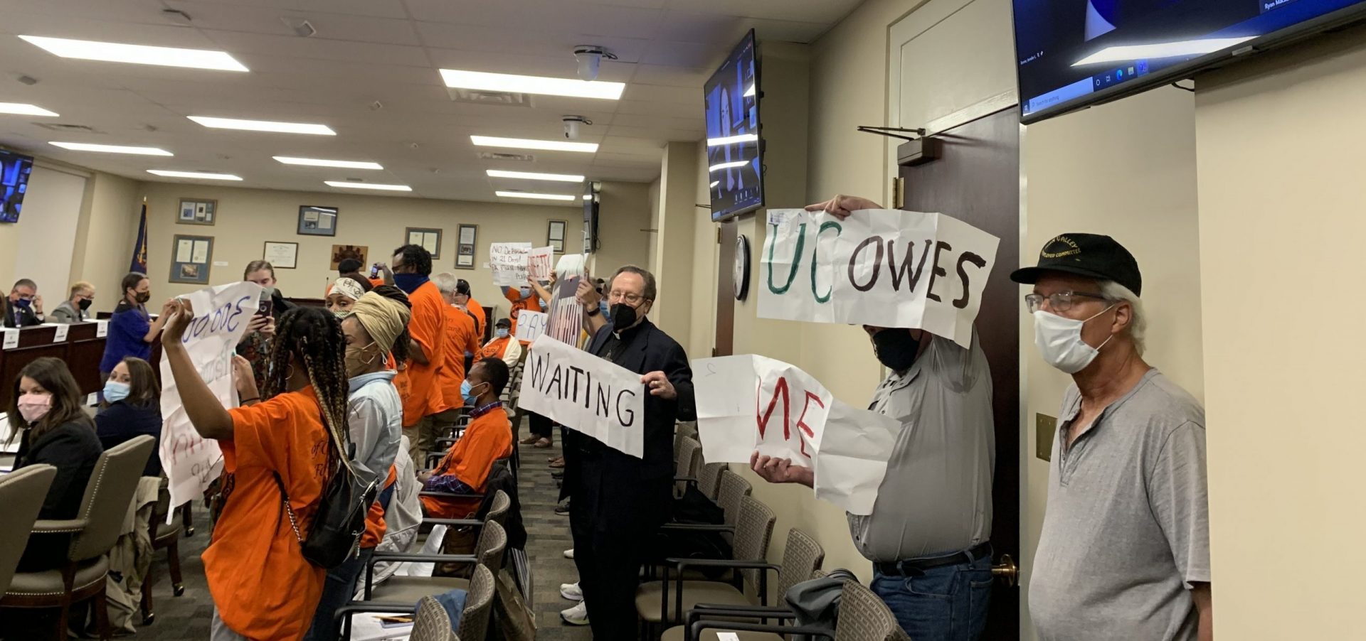 Unemployed workers and advocates from Pittsburgh and Philadelphia protest over more than 300,000 unemployment claims still waiting for review by the state Department of Labor and Industry. The department this week is launching a massive overhaul of its computer system.