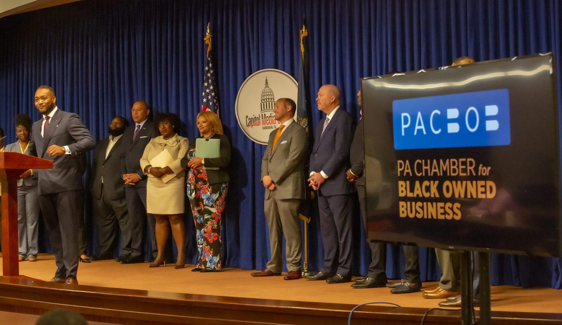 Business leaders and elected officials gather for PACBOB's soft launch at the Pennsylvania State Capitol.