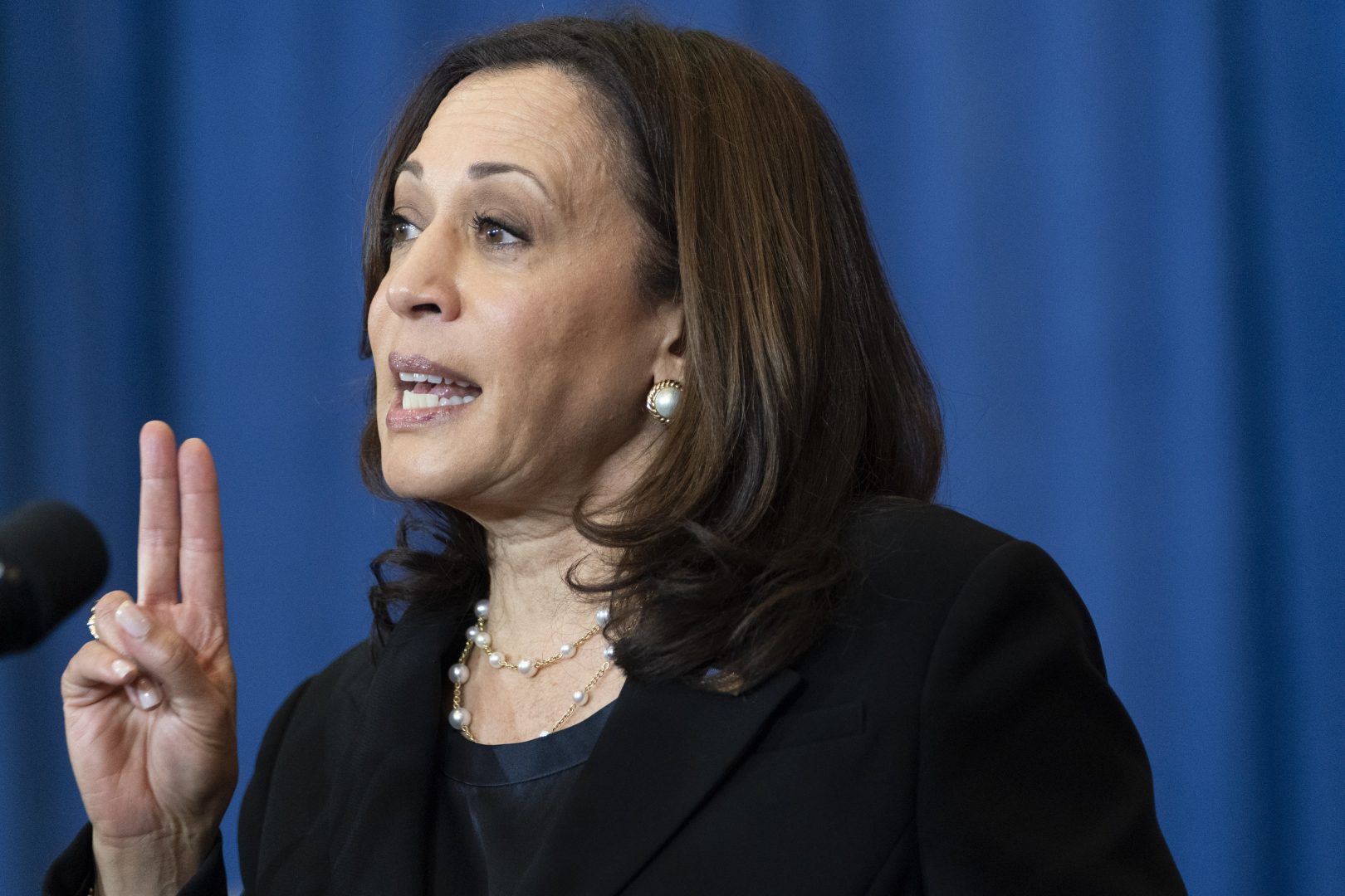 Vice President Kamala Harris speaks about the child tax credit during an event at Brookline Memorial Recreation Center, Monday June 21, 2021, in Pittsburgh.
