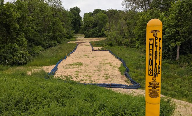 There have been dozens of construction problems at the site where the Mariner East pipeline crosses Snitz Creek in Lebanon County. The area is seen here on June 1, 2021.