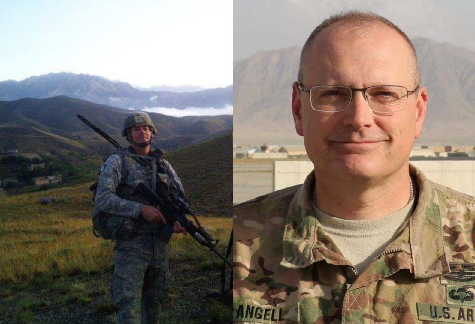 Sergeant Tom Bourke (left) is a Marine Corps and Pennsylvania National Guard veteran who was stationed in Afghanistan in 2010. And Lieutenant Colonel Corey Angell (right), the spokesperson for the Pennsylvania branch of the Veterans of Foreign Wars, also served two tours in Afghanistan with the Army.