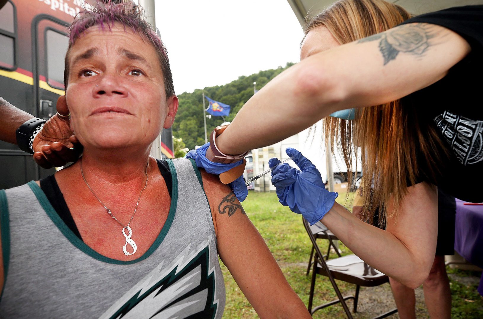 Holley Snyder, 45 of Hanover Township in Luzerne County, received the Johnson & Johnson vaccine at the Wayne County Fair.