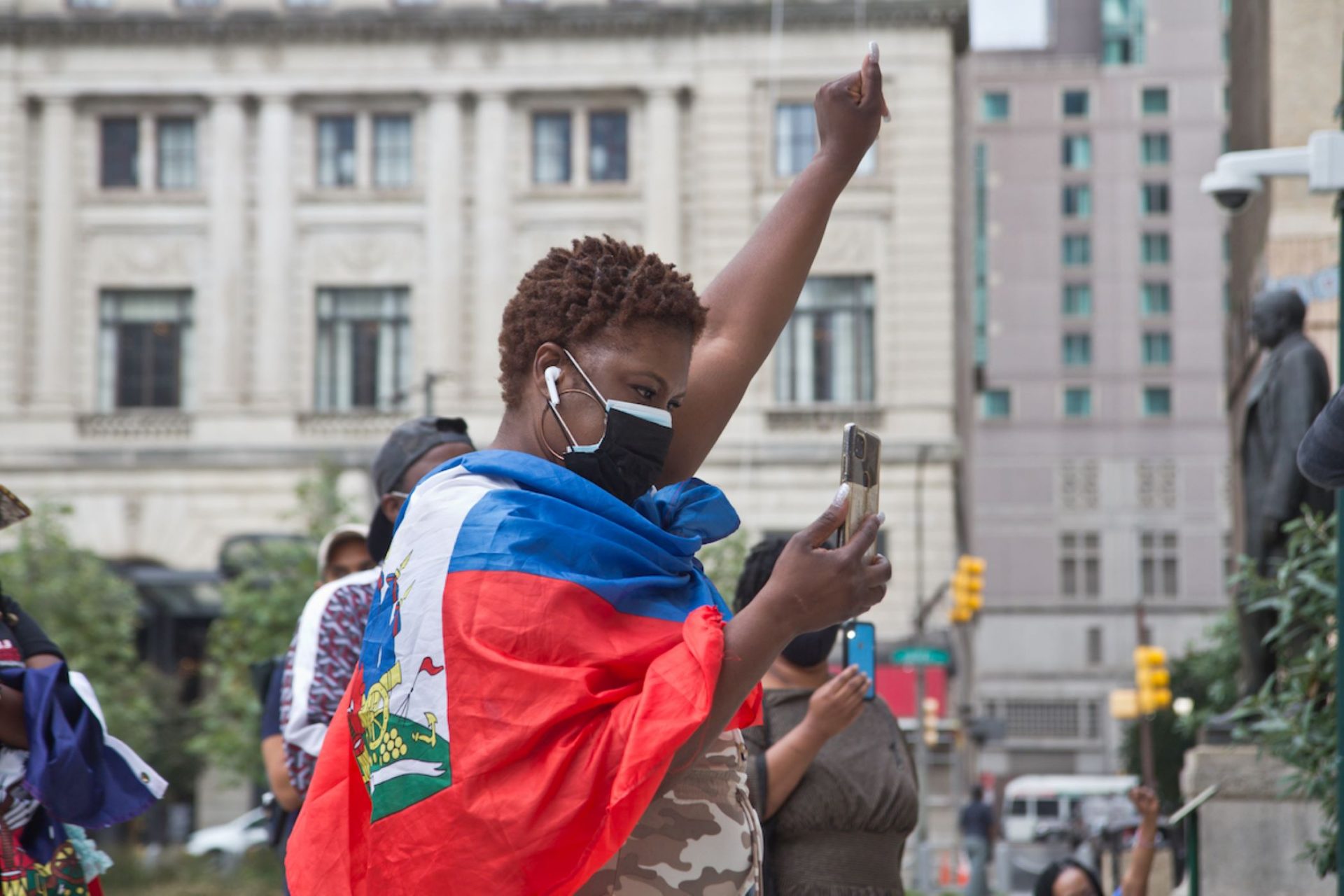 Philadelphians protested against the deportation of Haitian asylum-seekers outside City Hall on Sept. 28, 2021.