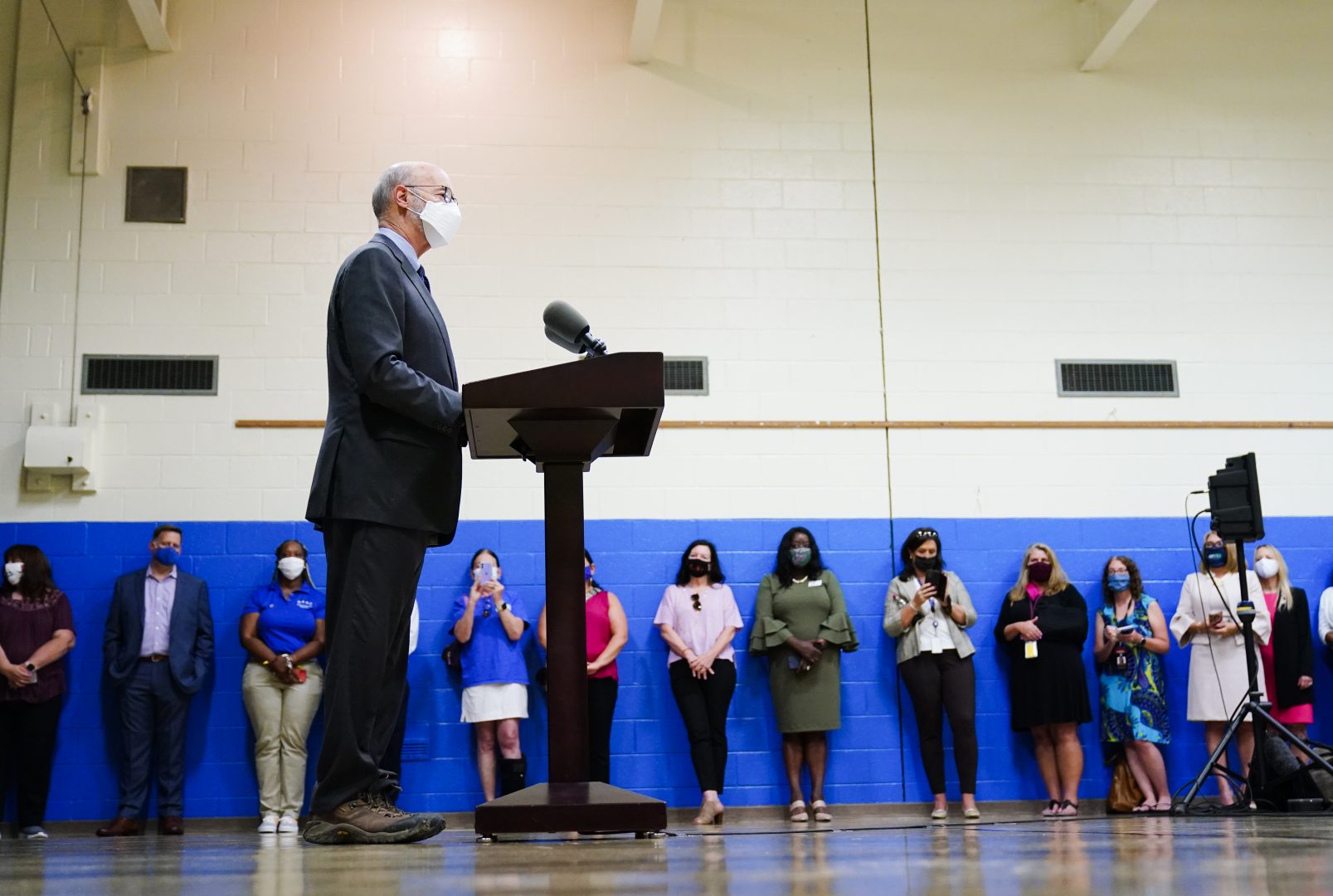 Gov. Tom Wolf speaks at Hancock Elementary School in Norristown, Pa., Wednesday, Sept. 8, 2021. A statewide mask mandate for Pennsylvania schools went into effect Tuesday with some school districts in open defiance of the Wolf administration, while GOP leaders in the state House planned to come back to Harrisburg early to mount a legislative response.