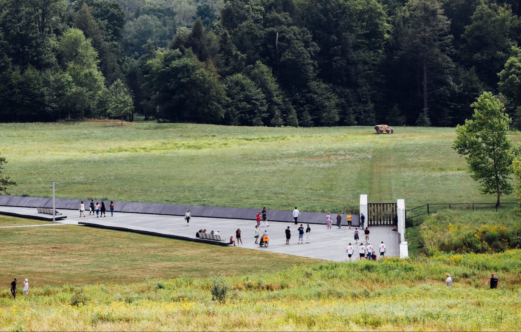 Visitors walk through the Flight 93 National Memorial in southwestern Pennsylvania. The memorial is dedicated to the people who died on United Flight 93 on Sept. 11, 2001.