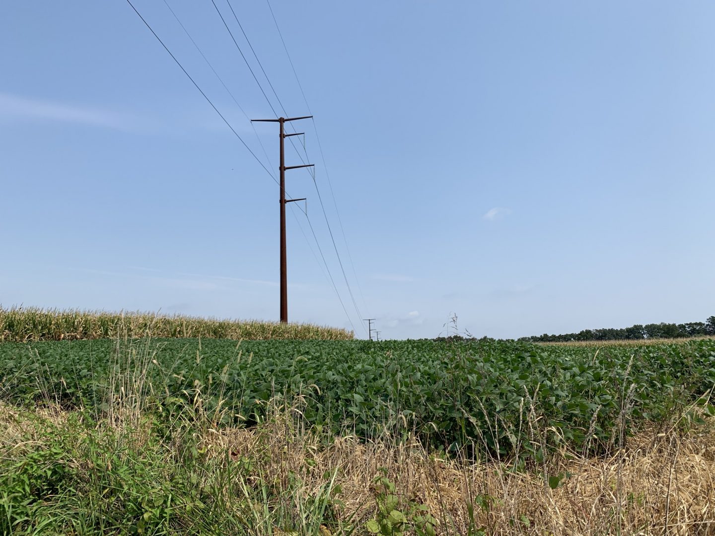 Transmission lines stretch through farm fields in Chanceford Township, York County on Sept. 13, 2021.