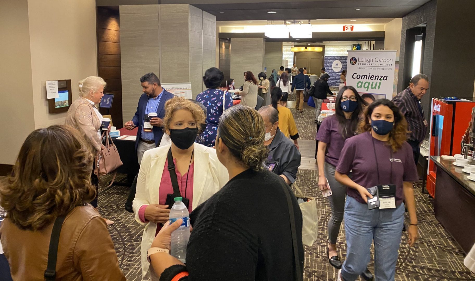 Attendees mingle before workshop sessions begin at the 2021 Pennsylvania Latino Convention in Reading. 