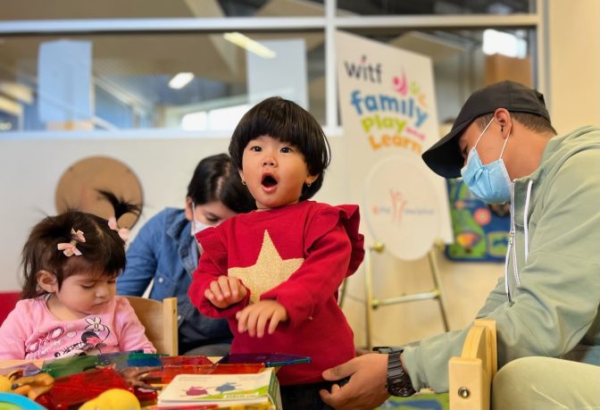 Children and their families enjoy the newly-opened WITF Family Play and Learn at Hamilton Health Center in Harrisburg. WITF and PNC announced two other new locations, at Tec Centro in Lancaster, and Keystone Kidspace in York, are also opening. A PNC Foundation $75,000 grant funded a total of six WITF Family Play and Learn spaces in 2021.