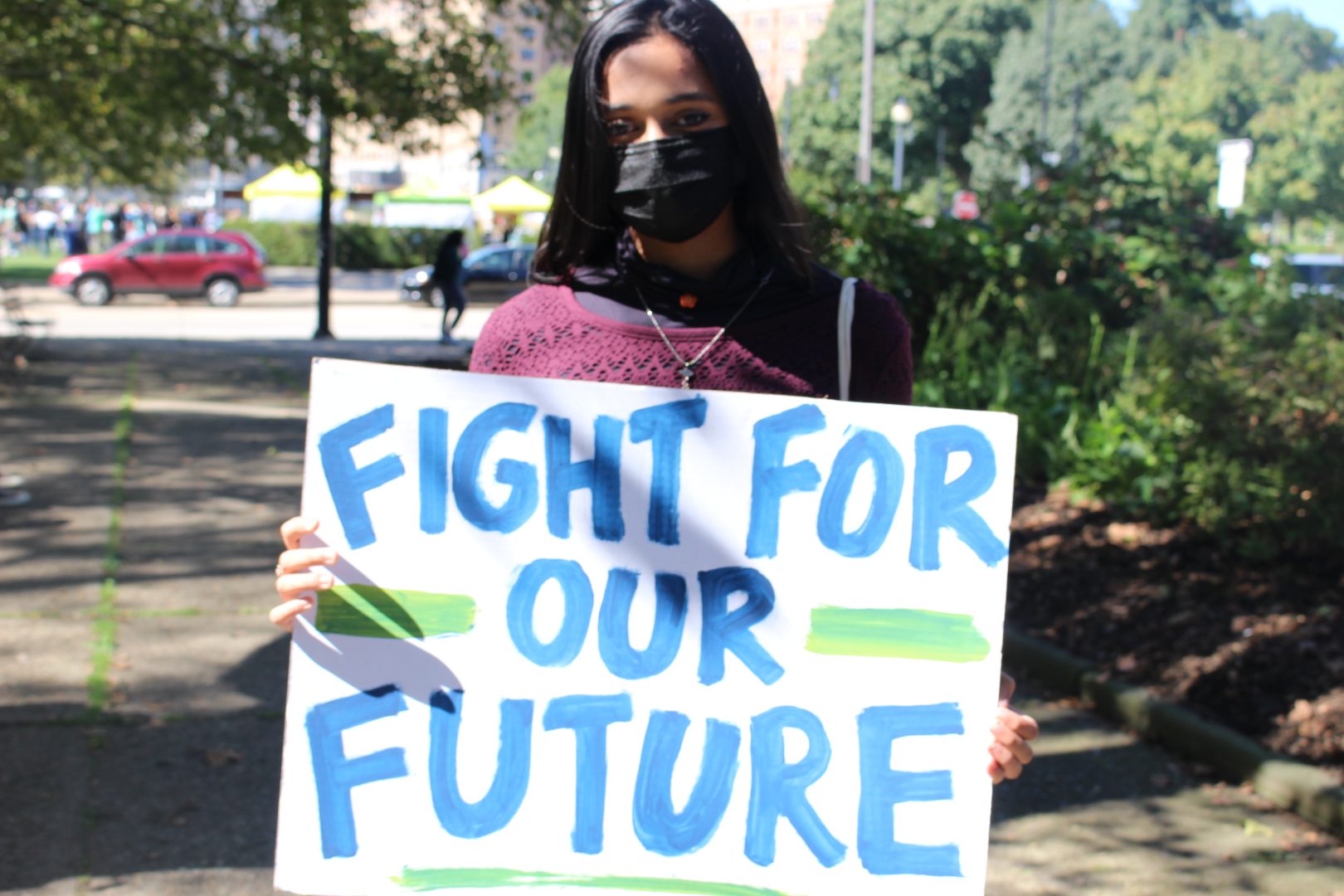  Mahitha Ramachandran at the climate strike on September 24, 2021, in Pittsburgh.

