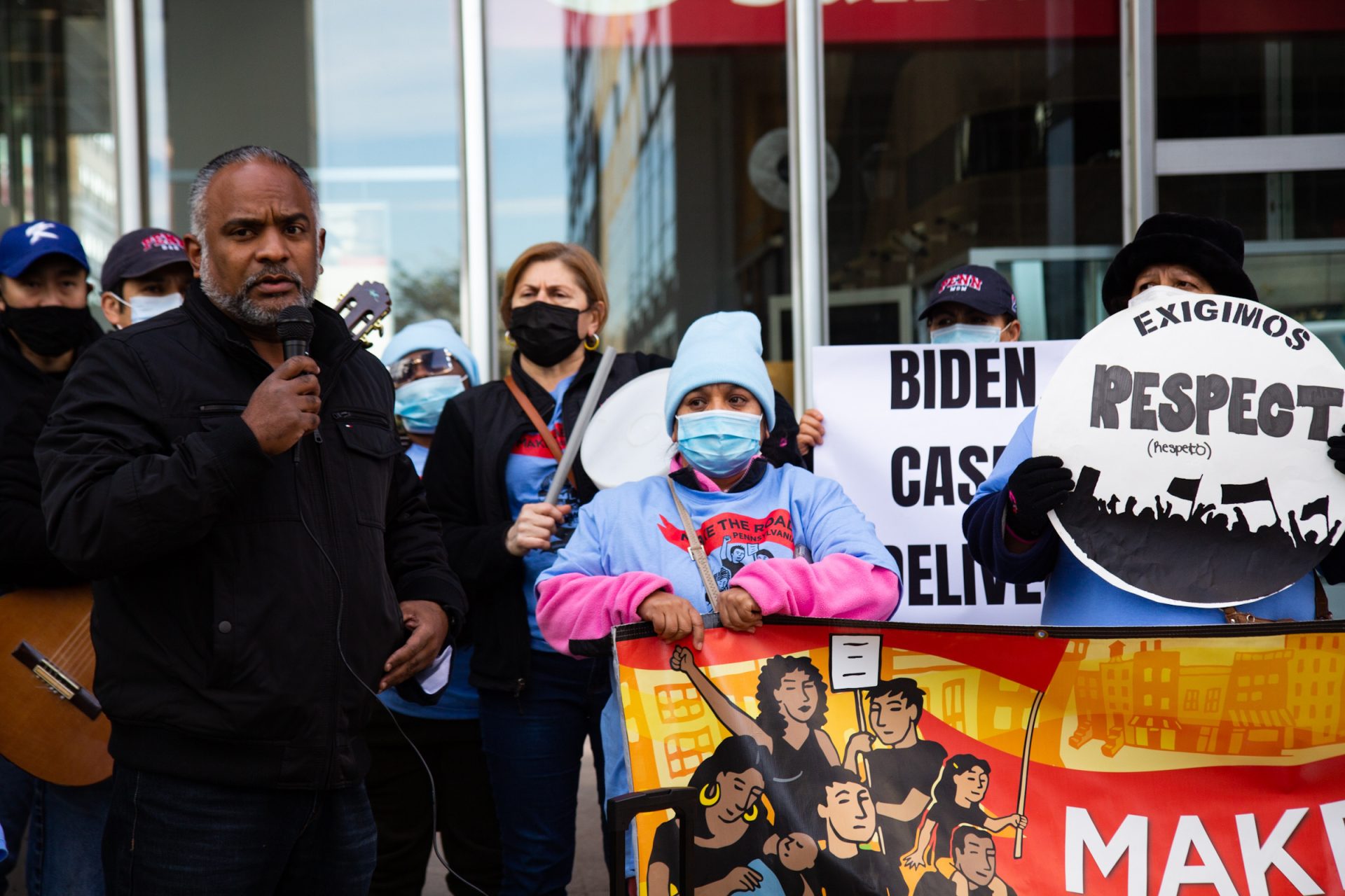 Pa. Rep. Danilo Burgos joined immigrants and other officials outside U.S. Senator Bob Casey’s Philadelphia office at 20th and Market streets, demanding Casey and President Joe Biden keep a path to citizenship for 11 million people living undocumented in the U.S. in the national budget, on Nov. 4, 2021.