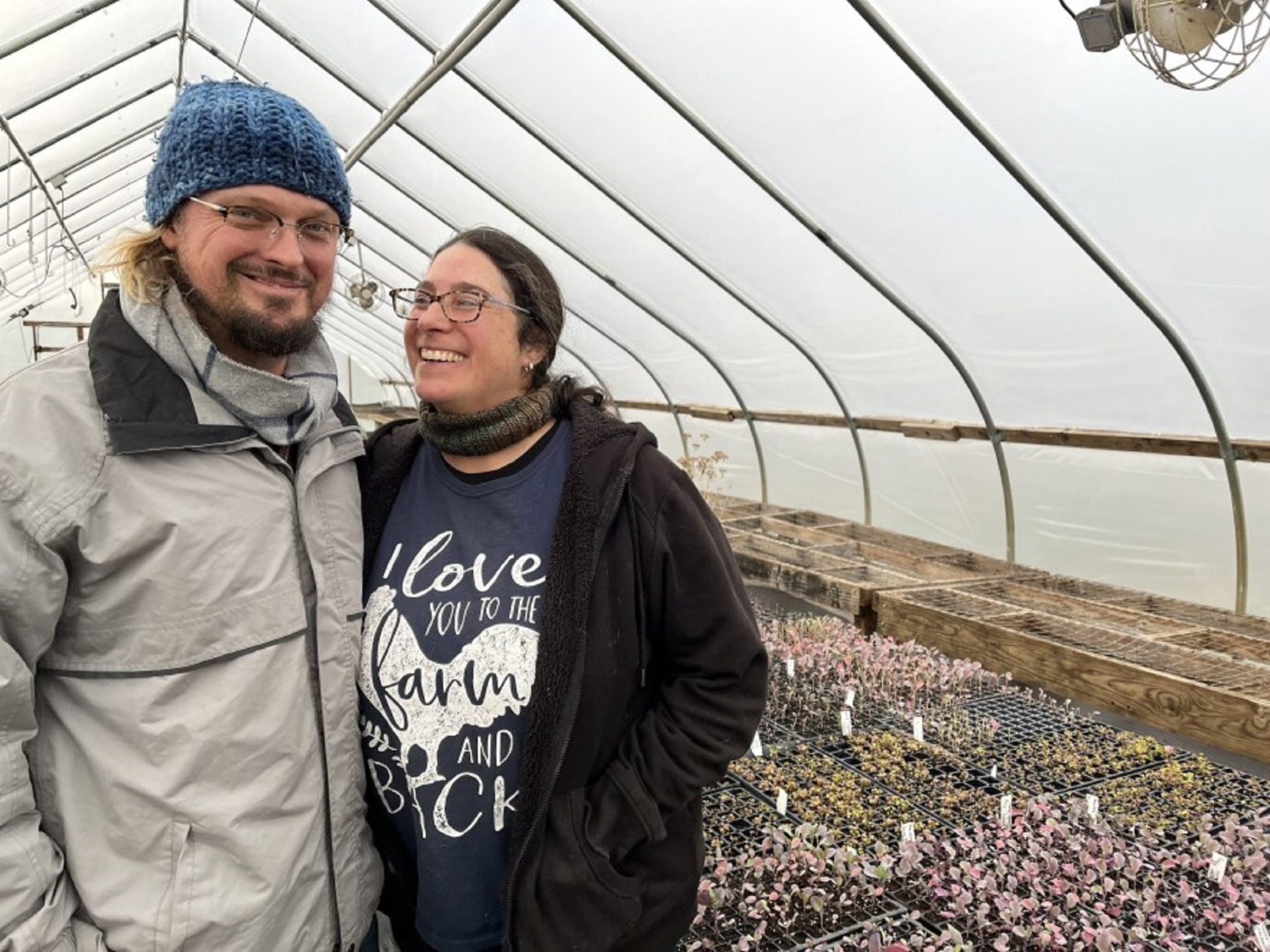 Johnny and April Parker, co-owners of Edible Earth Farm in Sandy Lake, Pennsylvania.