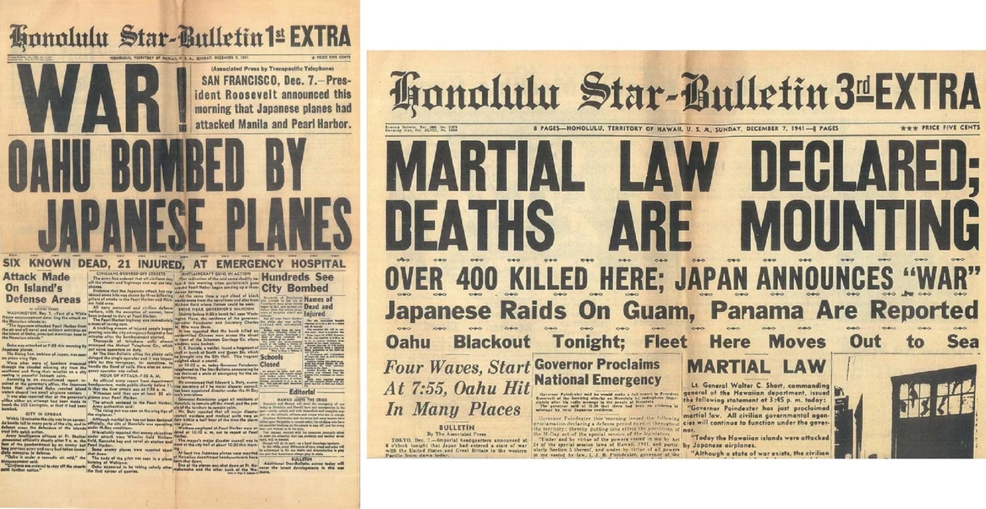 The Honolulu Star Bulletin from December 7, 1941.