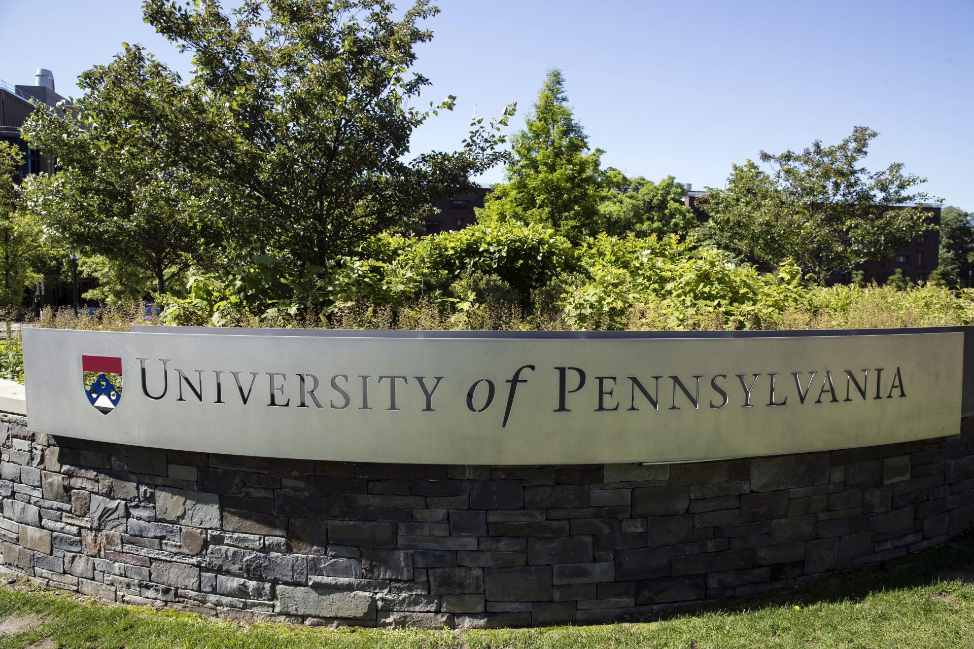 The University of Pennsylvania sign is shown in Philadelphia, May 15, 2019. At Cornell and the University of Pennsylvania, officials have banned indoor social events as COVID infections spread.