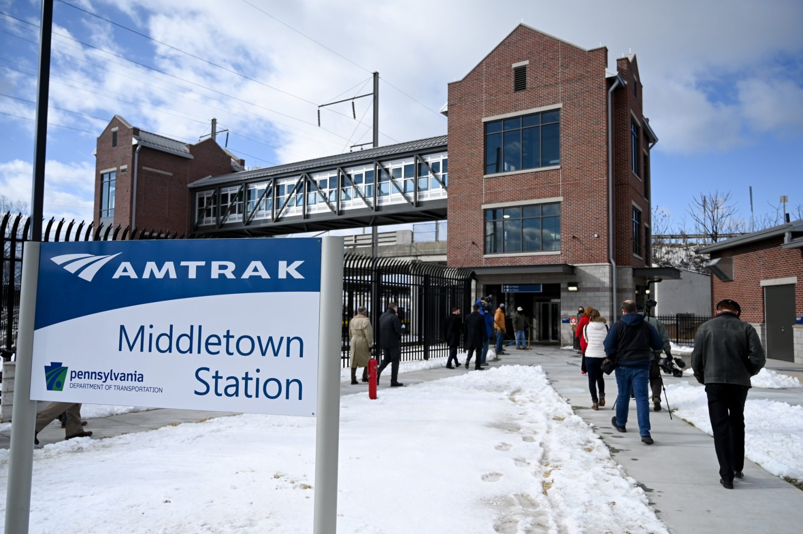 Visitors tour the new Middletown train station at a ribbon cutting ceremony held on Jan. 18, 2022.