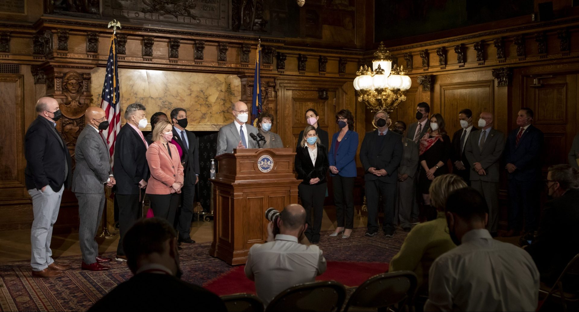 Governor Tom Wolf and bipartisan legislators announces continued support of the commonwealth's health care workforce through the bipartisan House Bill 253, designating $225 million for emergency support of health care employees.