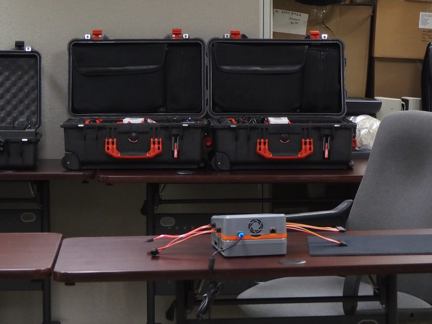 Unidentified equipment purportedly to be used in an inspection of Fulton County's 2020 voting machines on Jan. 14, 2022. The inspection did not proceed as planned after the Pa. Supreme Court ordered a halt.