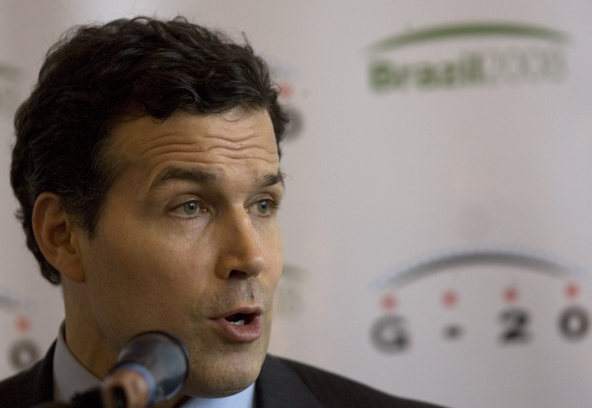 FILE - US Under Secretary of the Treasury for International Affairs David McCormick speaks during a news conference at the G-20 Finance Ministers and Central Bank Governors meeting in Sao Paulo, Sunday, Nov. 9, 2008.