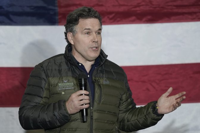 Dave McCormick, a Republican candidate for U.S. Senate in Pennsylvania speaks during a campaign event in Coplay, Pa., Tuesday, Jan. 25, 2022.