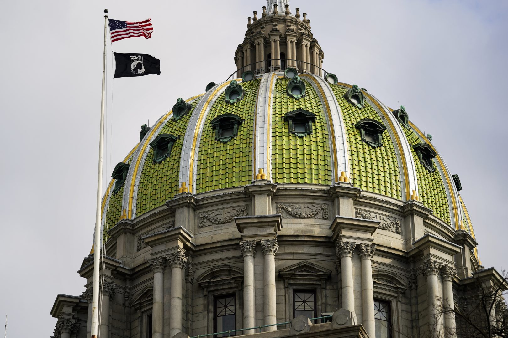 Shown is the Capitol ahead of Democratic Gov. Tom Wolf's scheduled budget address for the 2022-23 fiscal year to a joint session of the Pennsylvania House and Senate in Harrisburg, Pa., Tuesday, Feb. 8, 2022. (AP Photo/Matt Rourke)