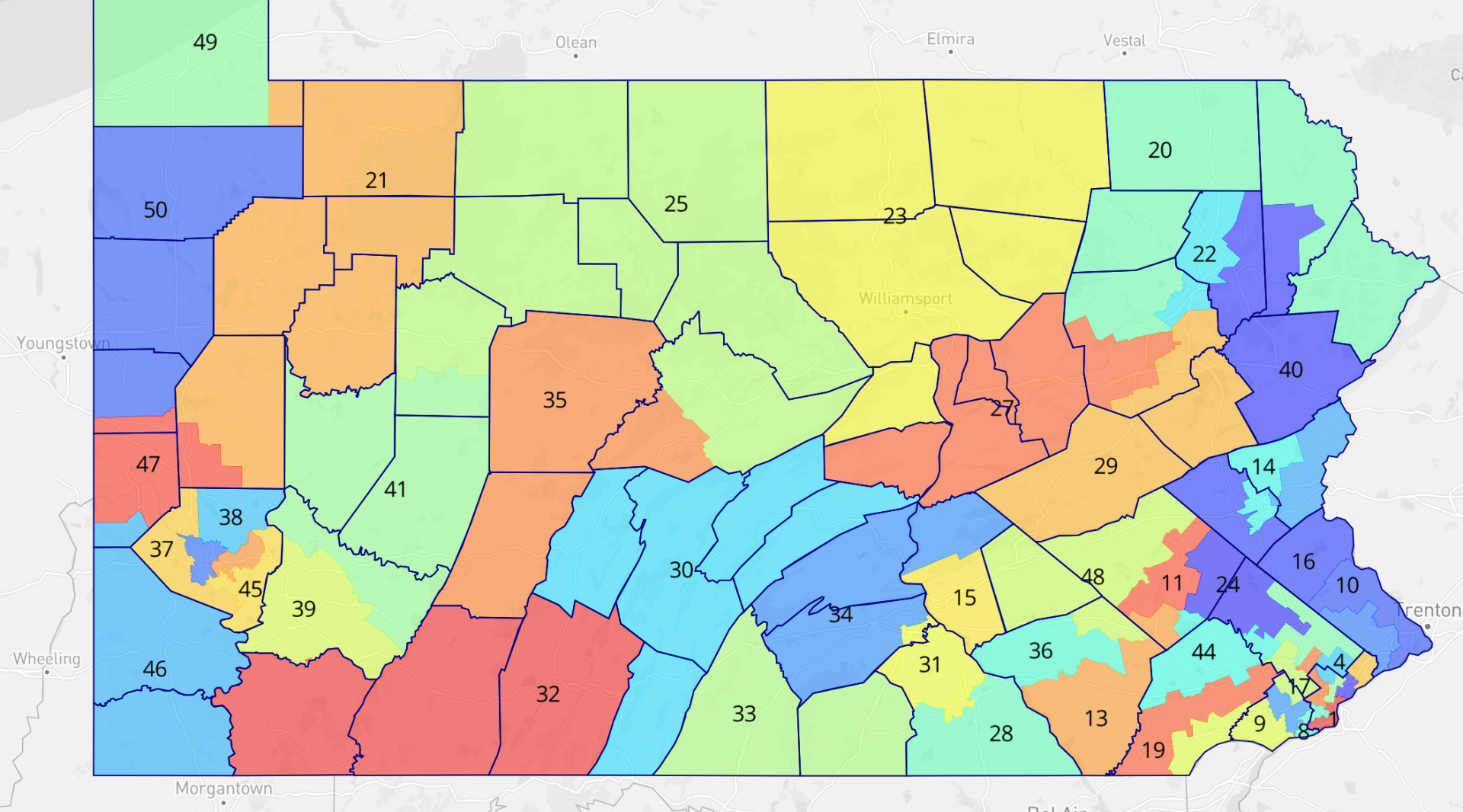 Pennsylvania Senate District Map - Prue Ursala