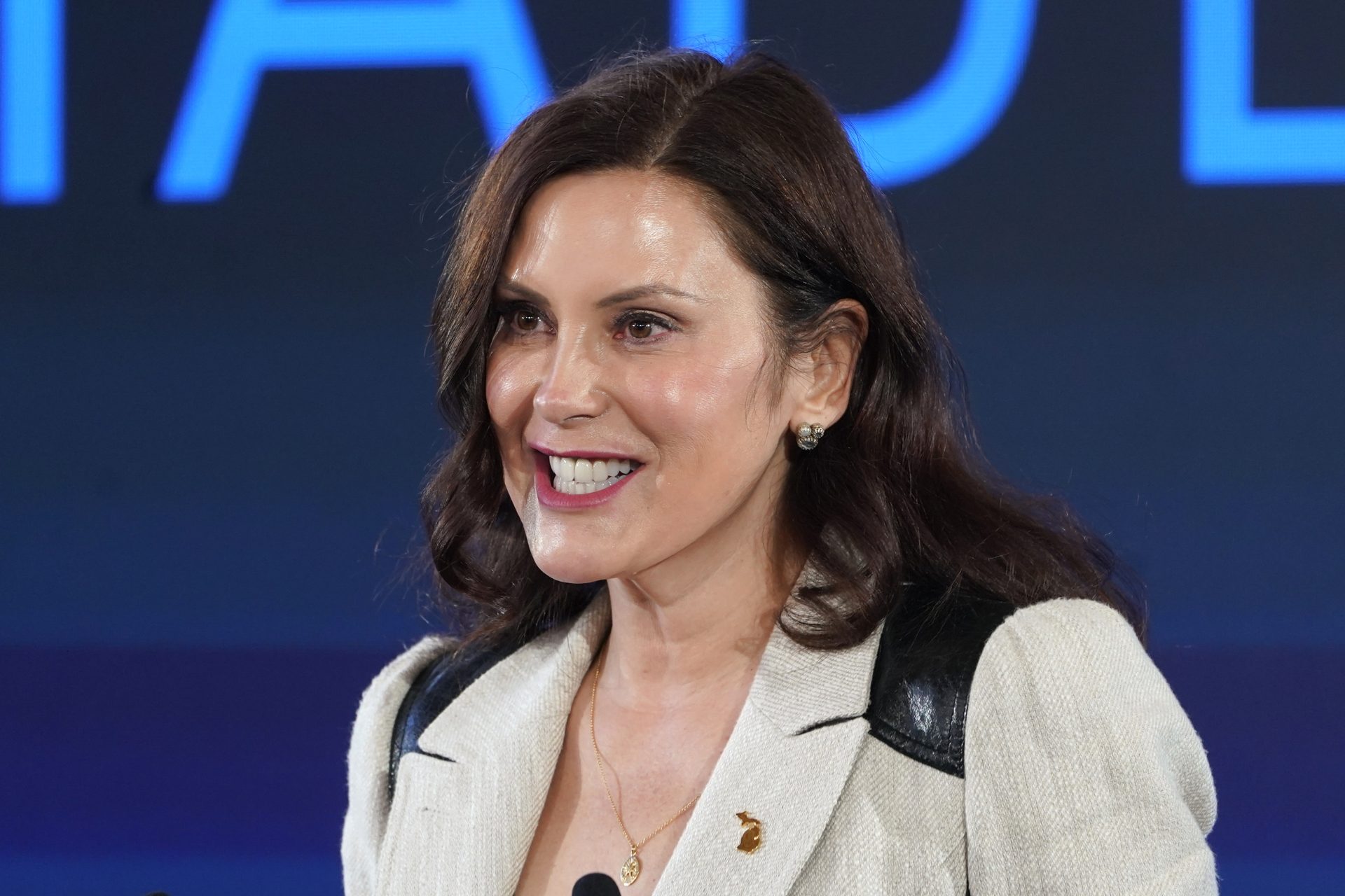 Gov. Gretchen Whitmer speaks during a news conference in Lansing, Mich., Tuesday, Jan. 25, 2022.