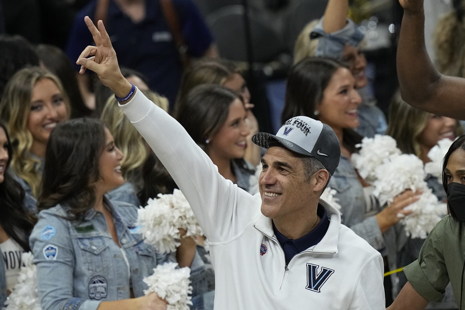 Villanova head coach Jay Wright leaves the court after their win against Houston during a college basketball game in the Elite Eight round of the NCAA tournament on Saturday, March 26, 2022, in San Antonio. (AP Photo/Eric Gay)