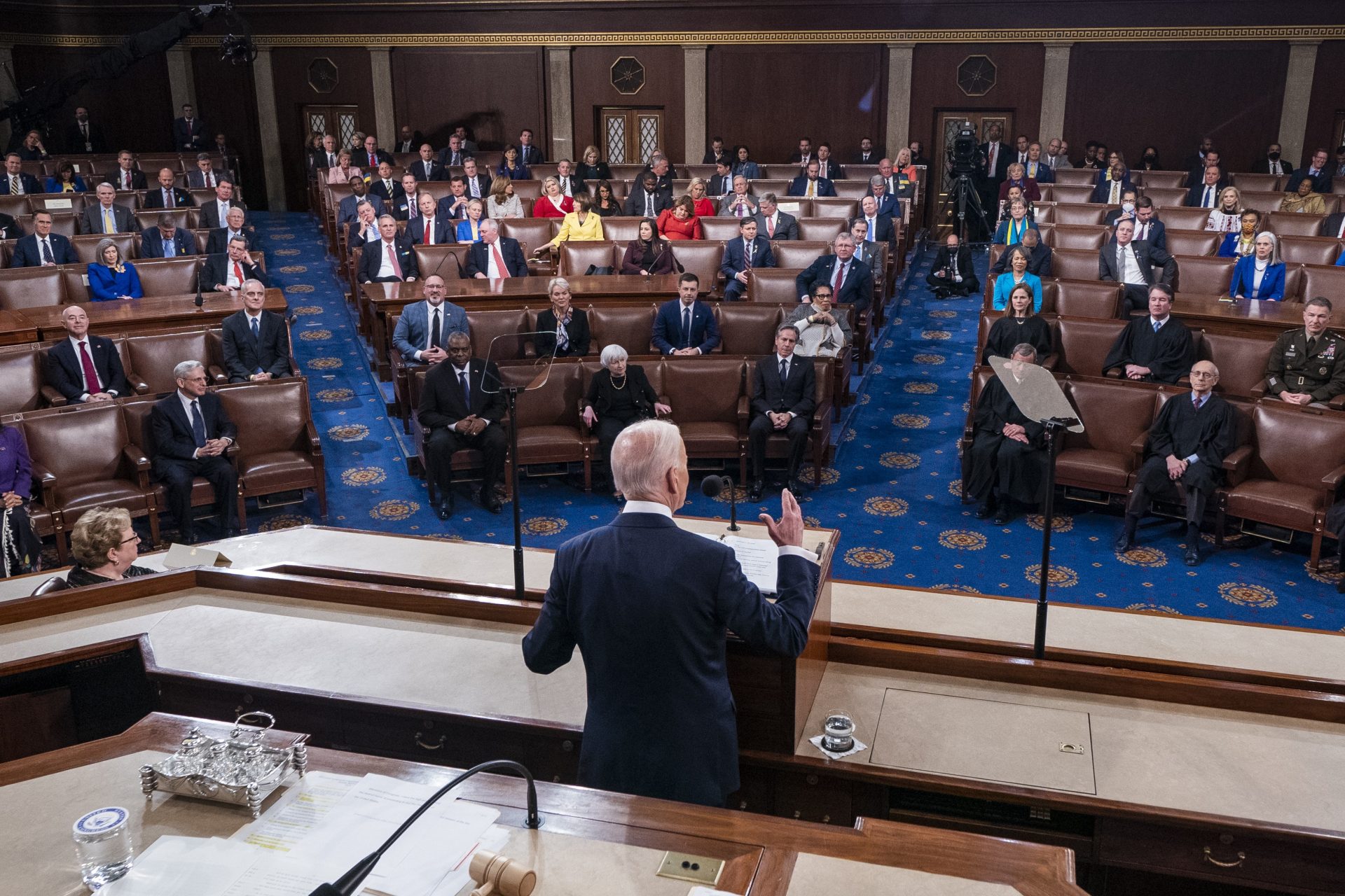 President Joe Biden delivers his first State of the Union address to a joint session of Congress at the Capitol, Tuesday, March 1, 2022, in Washington.